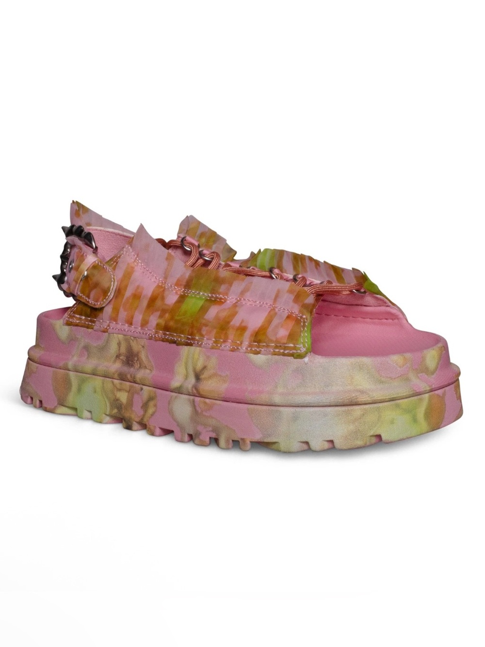 UGG X COLLINA STRADA Sz 8 GOLDEN GLOW PLATFORM SANDALS  Pink Floral